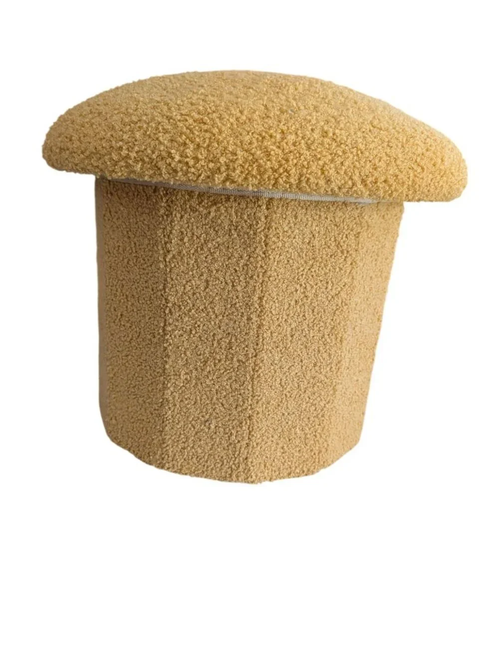 Mushroom-Shaped Storage Ottoman/Foot Stool With Soft Plush Cover - Yellow